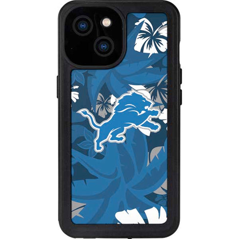 NFL Detroit Lions Tropical Print iPhone 15 Waterproof Case